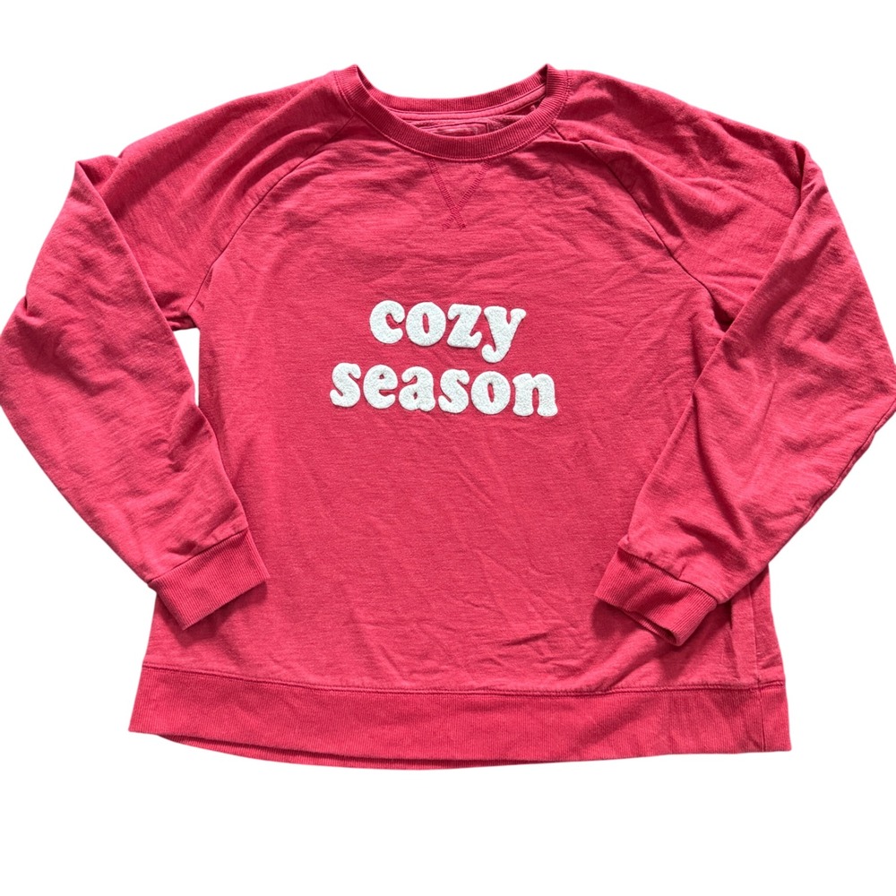SONOMA Goods for Life COZY SEASON Graphic Sweatshirt Red XL Raglan Sleeve‎